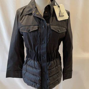 Moncler Womens Beryl Mixed Media Down Jacket NWT 2 MEDIUM Navy